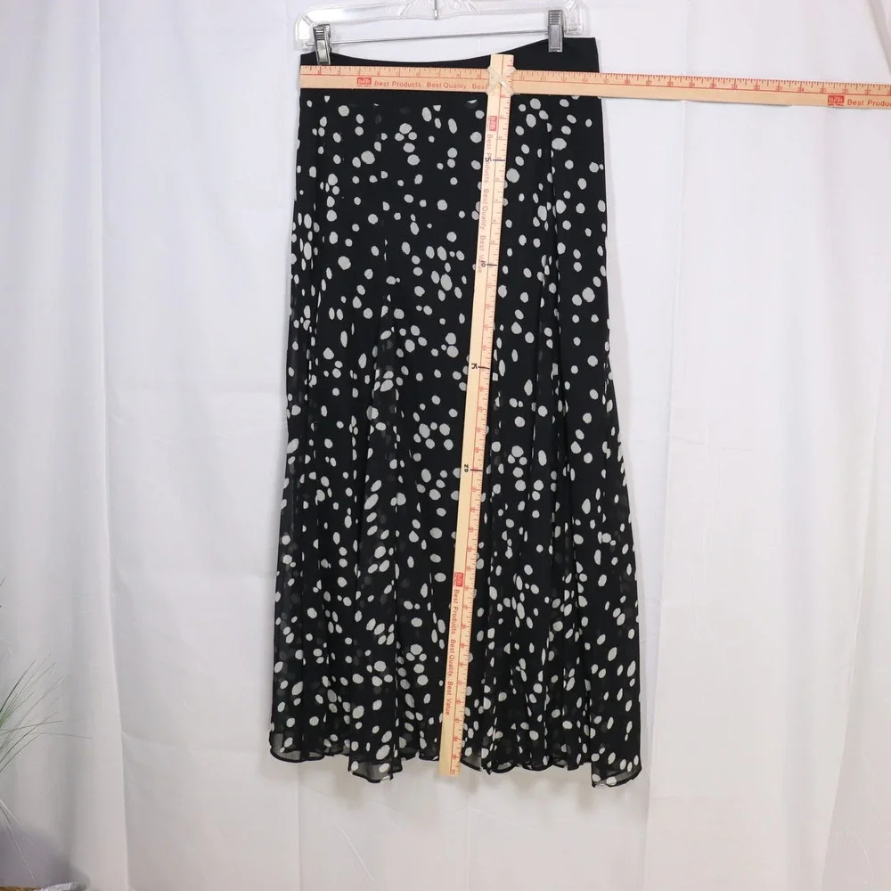 Lapis Maxi Skirt Large Black Womens‎ Polka Dot Chiffon Flowy